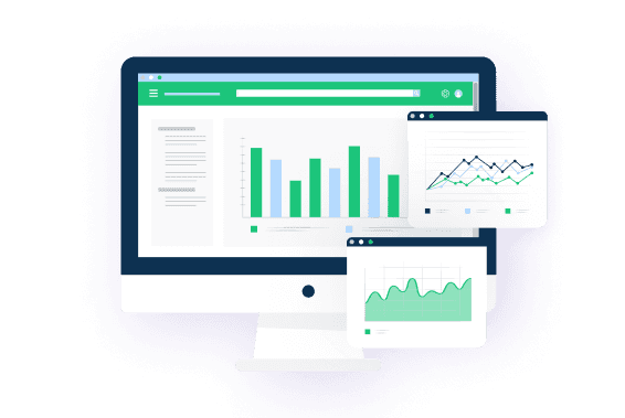 Hotel software screen with graphs and charts. Instant import of all historical data from previous software