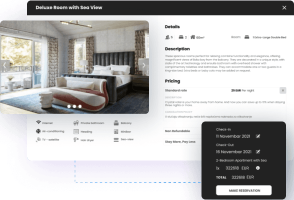 Book sea view room OTA Sync booking engine to increase direct bookings and increase revenue